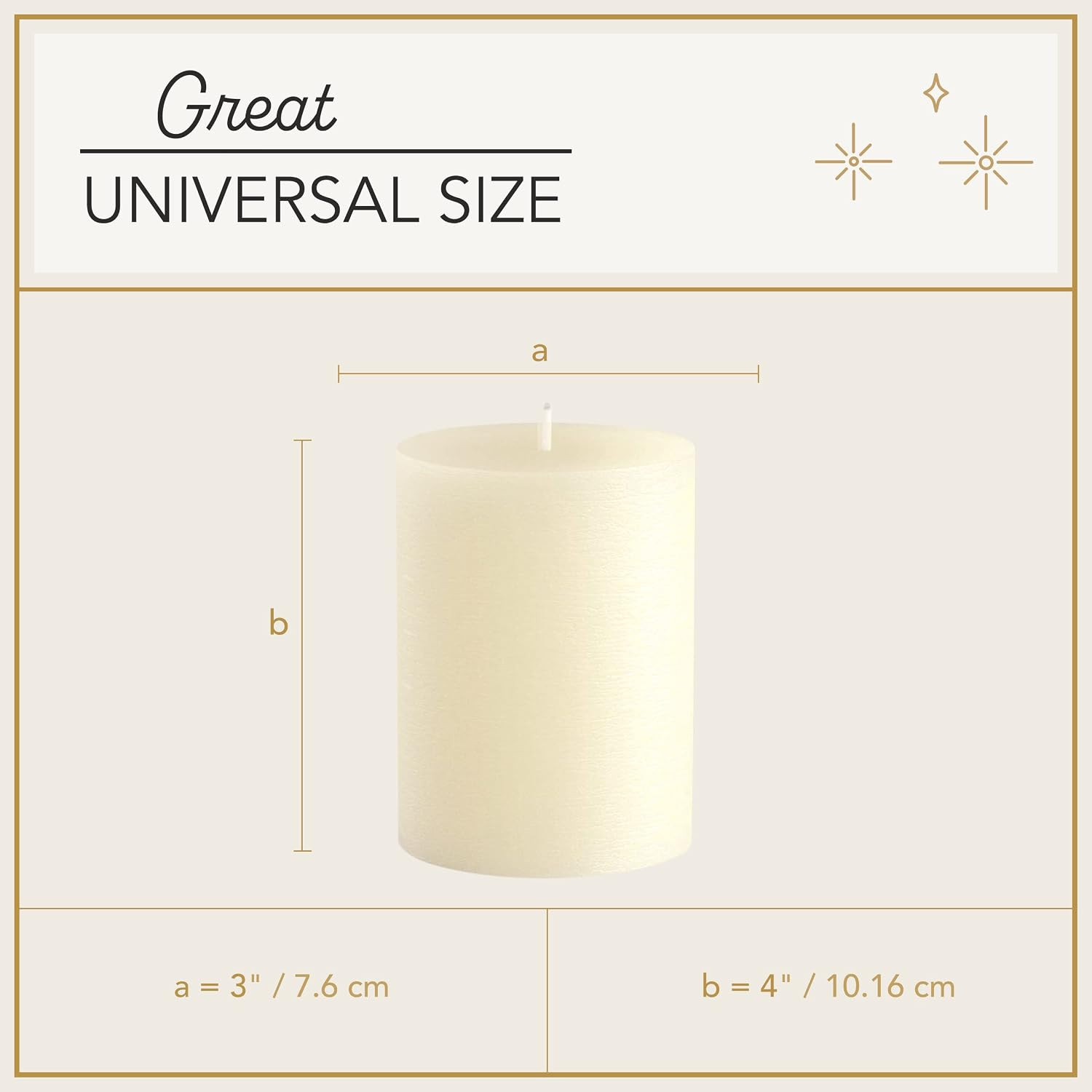 Melt Candle Ivory Pillar Candles, Unscented, 3 Pack, 3 X 4 Inch | up to 55-Hour