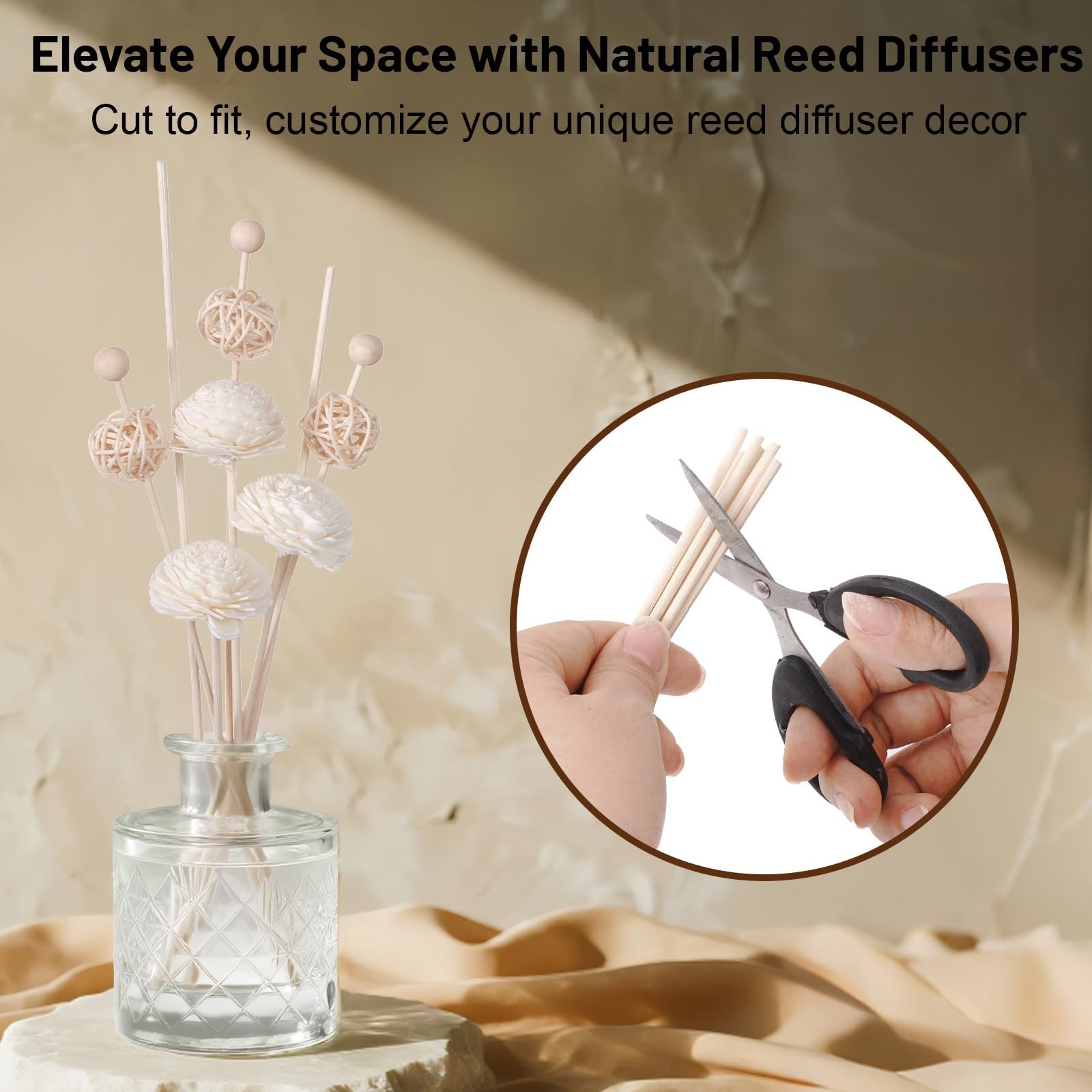 Haakong 50 Pcs Reed Diffuser Sticks Rattan Flower 11”, Primary Color