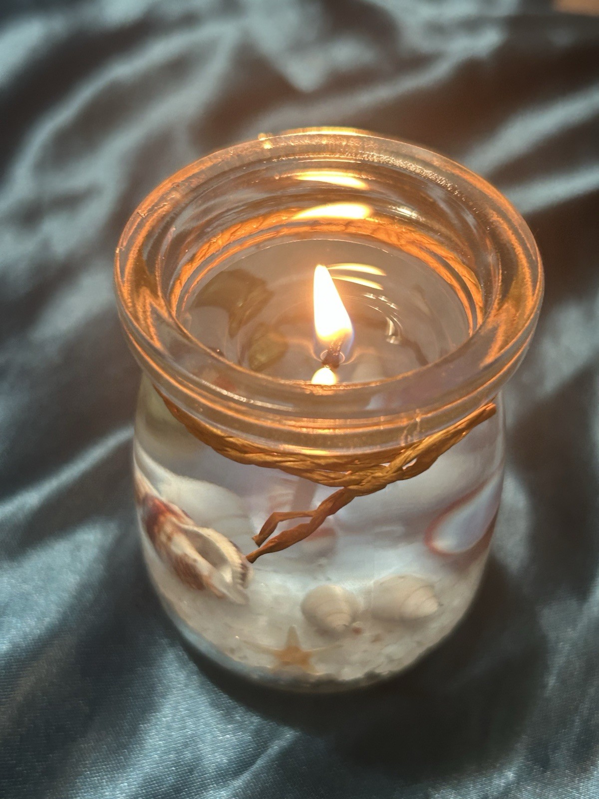 Handmade Ocean Florida Gel Candle Soy Wax Real Seashells, Sea Salt & Starfish