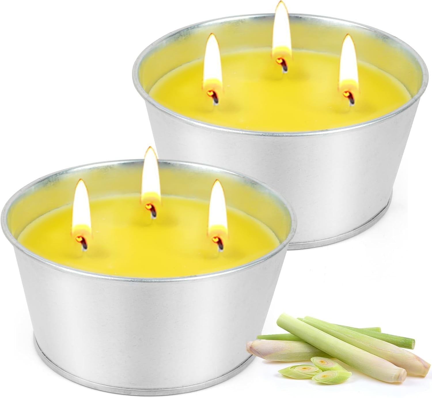 Large Citronella Candles Outdoor – Lemongrass Scented Candle Set 2 Pack Natur…