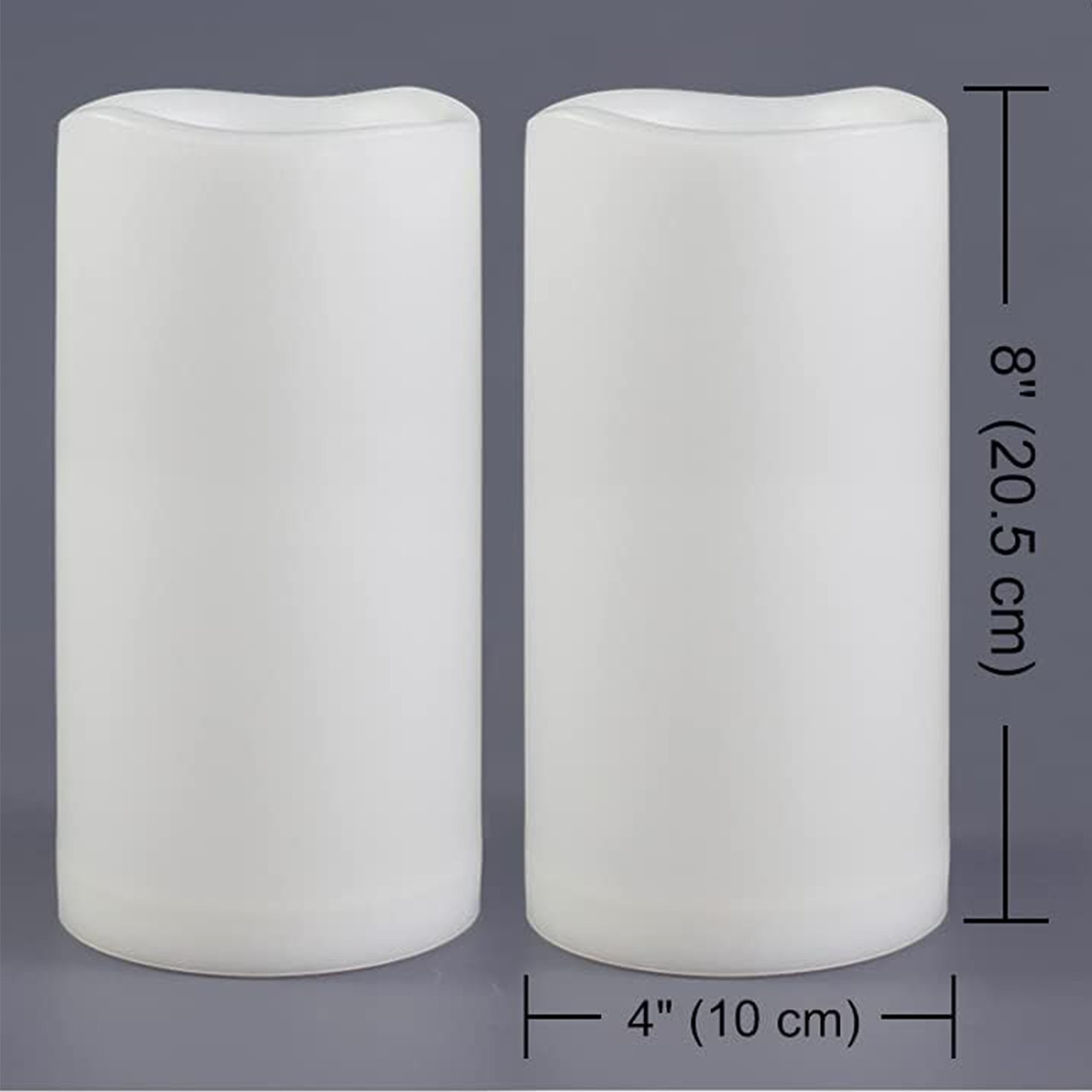 2 Pcs 4” x 8” Outdoor Waterproof Battery Operated Candles with Timer Large Led