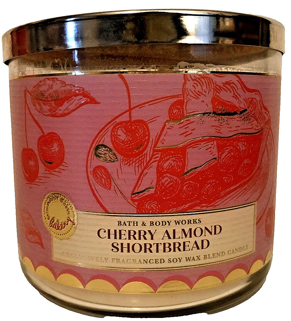 CHERRY ALMOND SHORTBREAD CANDLE LARGE 14.5 OZ 3 wick Bath Body Works boxed X1