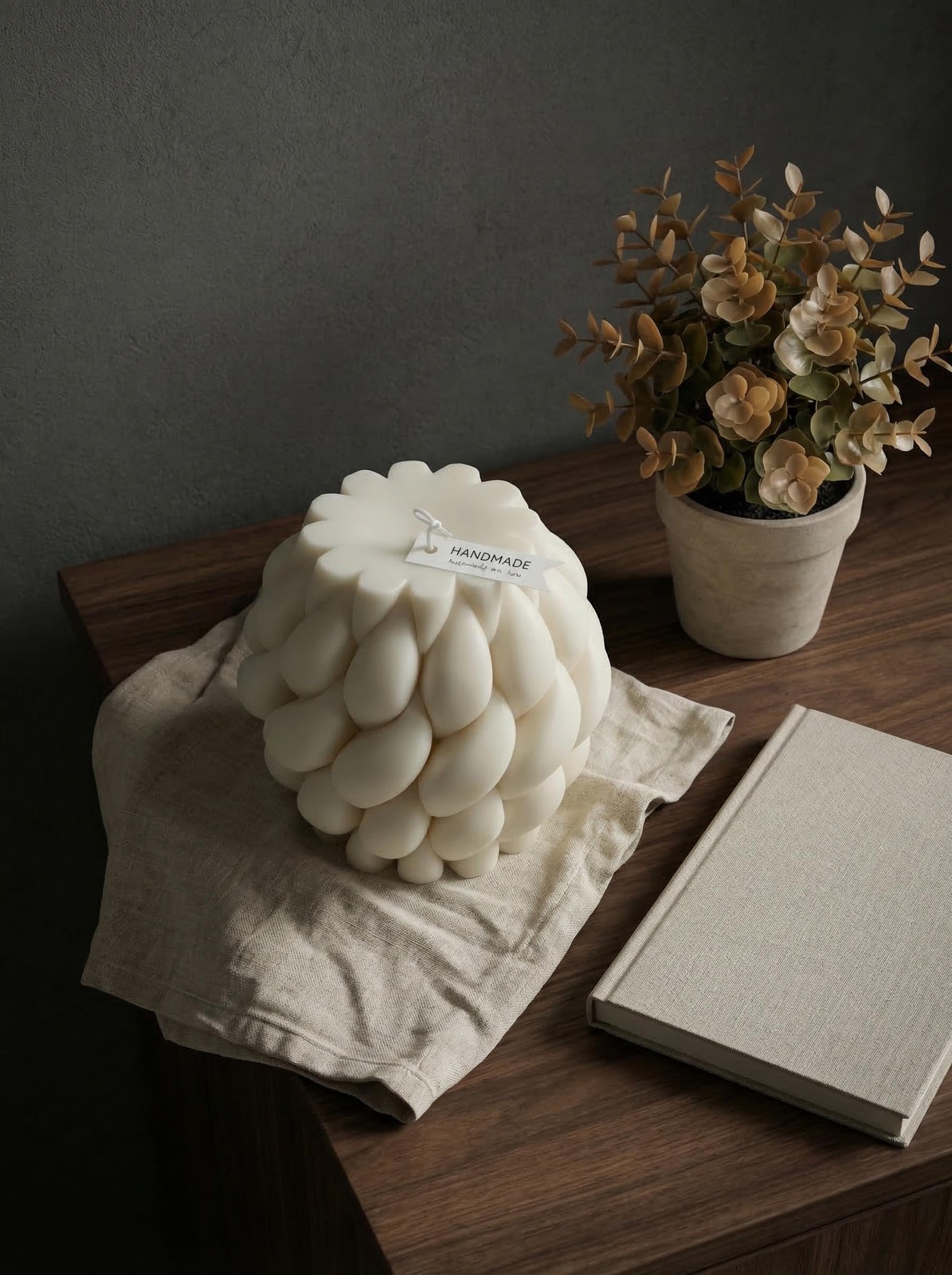 Knot Ball Soy Wax Candle- Large Handmade Pillar Scented Elegant Bubble Aesthe…