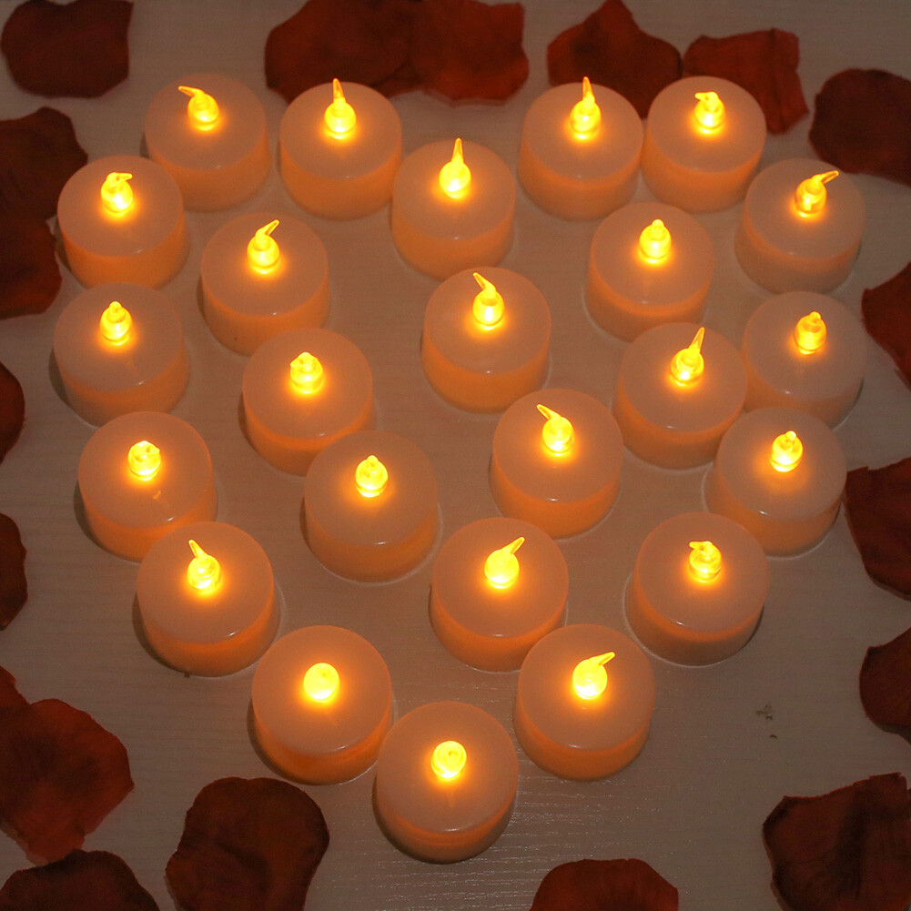 24 Pack LED Tea Lights Battery Operated Flickering Flameless Candles Party Decor