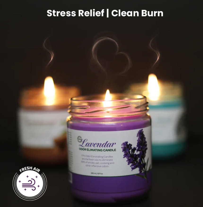 FPN Scented Odor Eliminating Candles Jars Soyawax Candle Lavender Scent 2 Pcs
