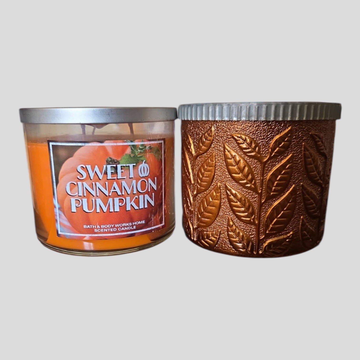Set of 2) Bath & Body Works SWEET CINNAMON PUMPKIN 3 Wick Scented Candles 14.5oz