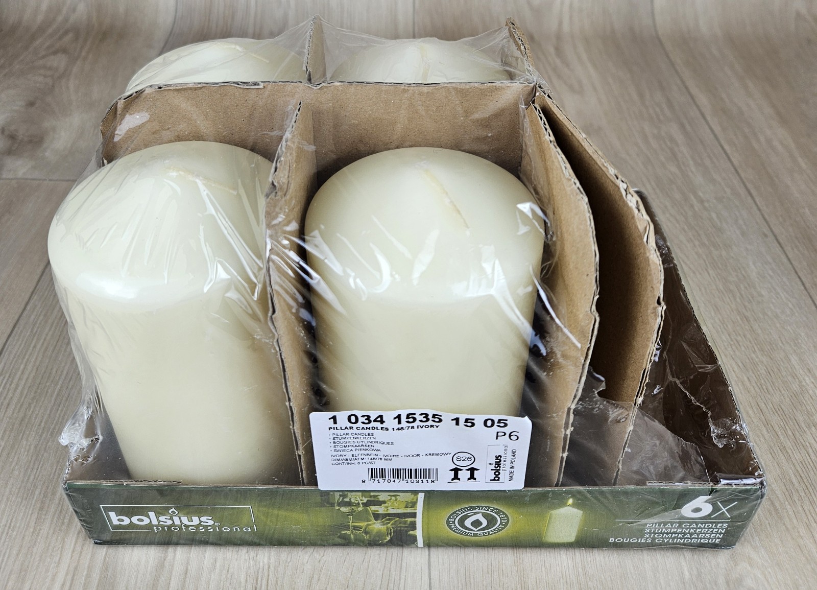BOLSIUS 4 Ivory Pillar Candles 3X6 Inches Candles Made in POLAND Long Burn