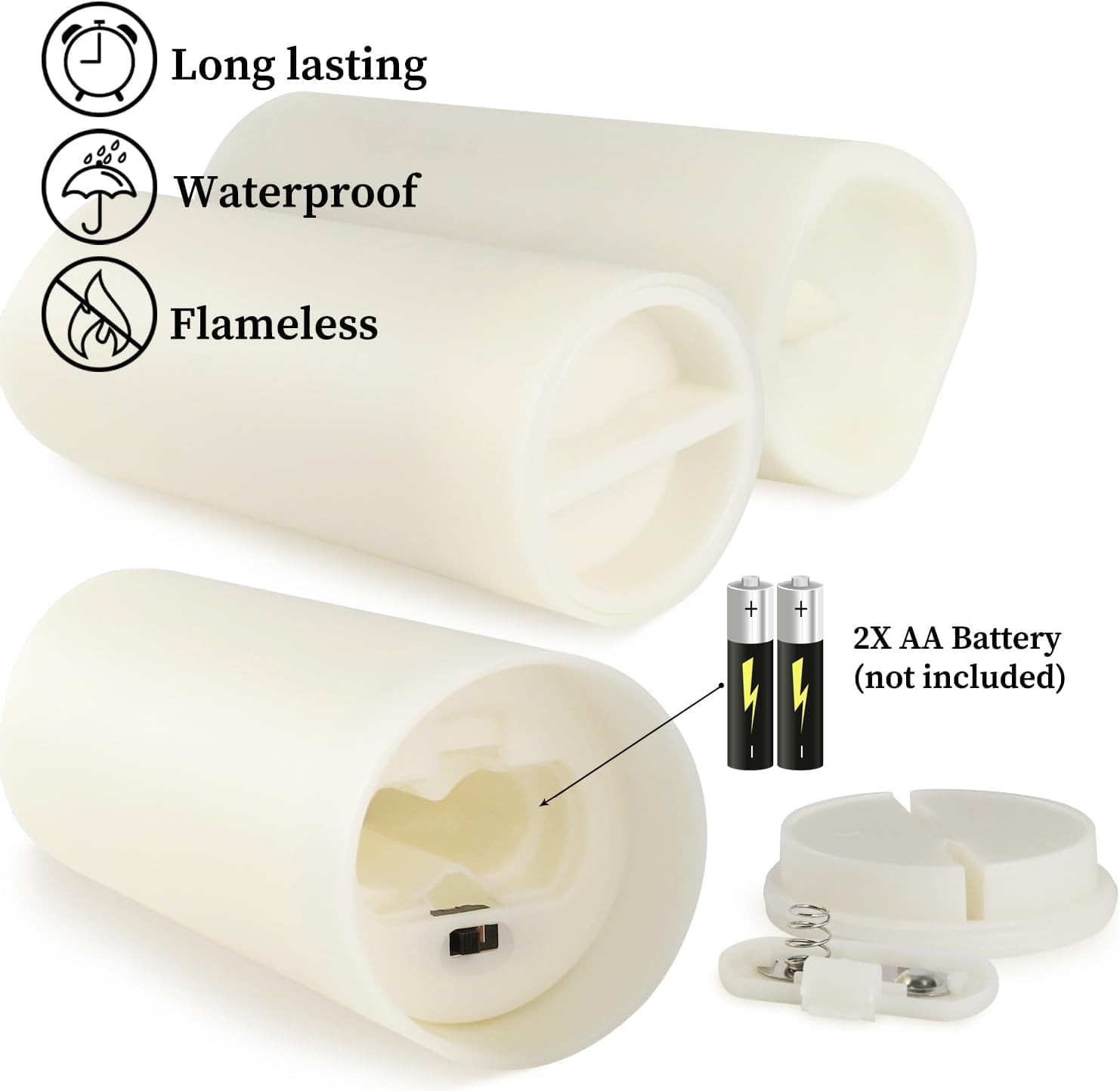 Set of 24 Waterproof Outdoor Flameless Candles, LED Candles with 4 Remote and Ti