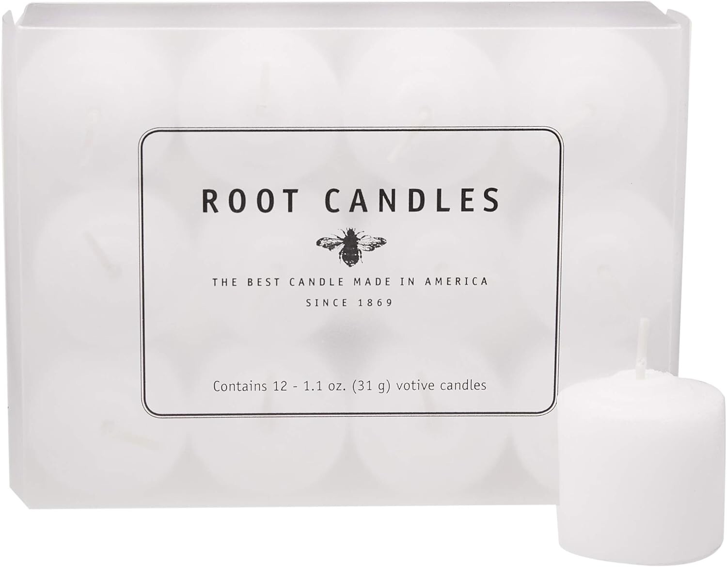 Root Unscented 10-Hour Votives, Box of 12 – White (10117U)