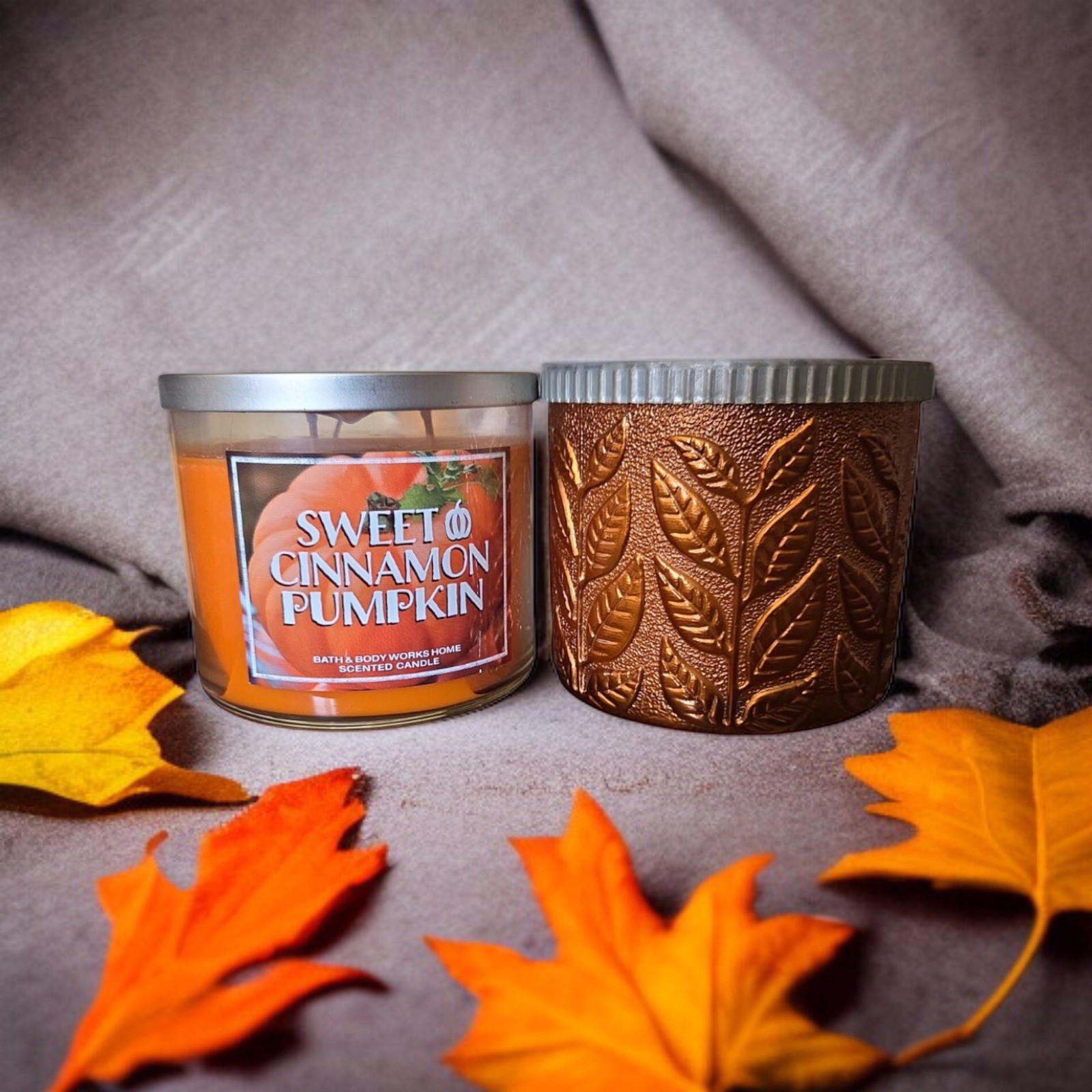 Set of 2) Bath & Body Works SWEET CINNAMON PUMPKIN 3 Wick Scented Candles 14.5oz