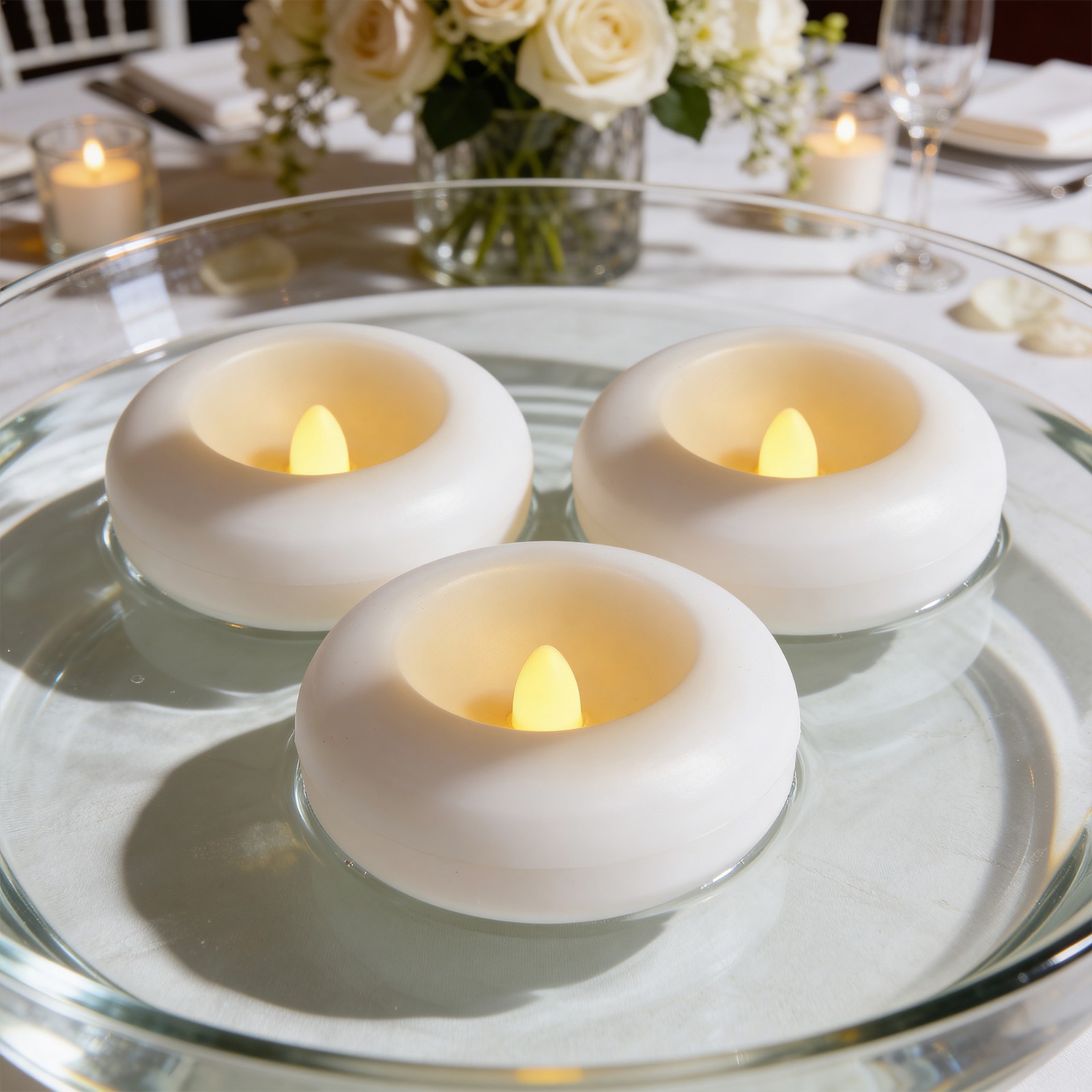 LED Floating Candles Flameless Tealights 2.75″, Water Activated Waterproof 12PK
