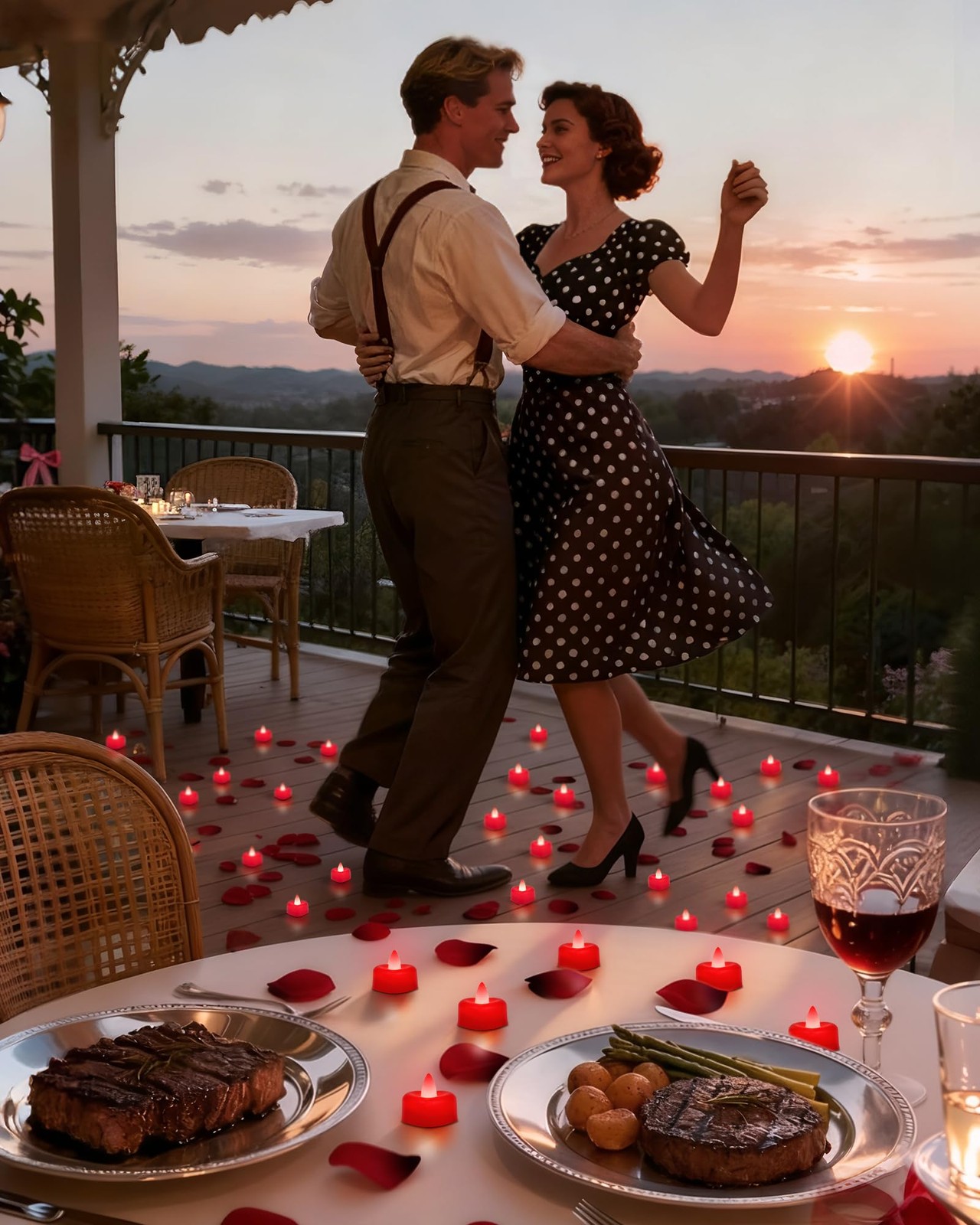 1000 Pieces Red Artificial Rose Petals with 12 Red Heart LED Tea Lights, Rose…