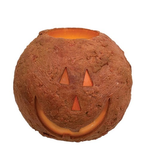 NEW PRIMITIVE HALLOWEEN JACK O LANTERN CANDLE 4″x3.5″ ROUND LED Timer FALL
