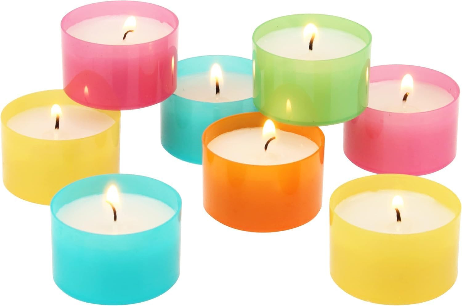 48 Pack Multicolor Unscented 6 to 7 Hour Long Burning Tea Light