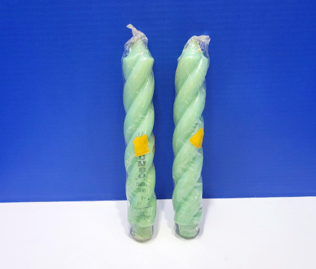 Vintage Emkay Jumbo Candle Gems Twisted Jade Taper Candles