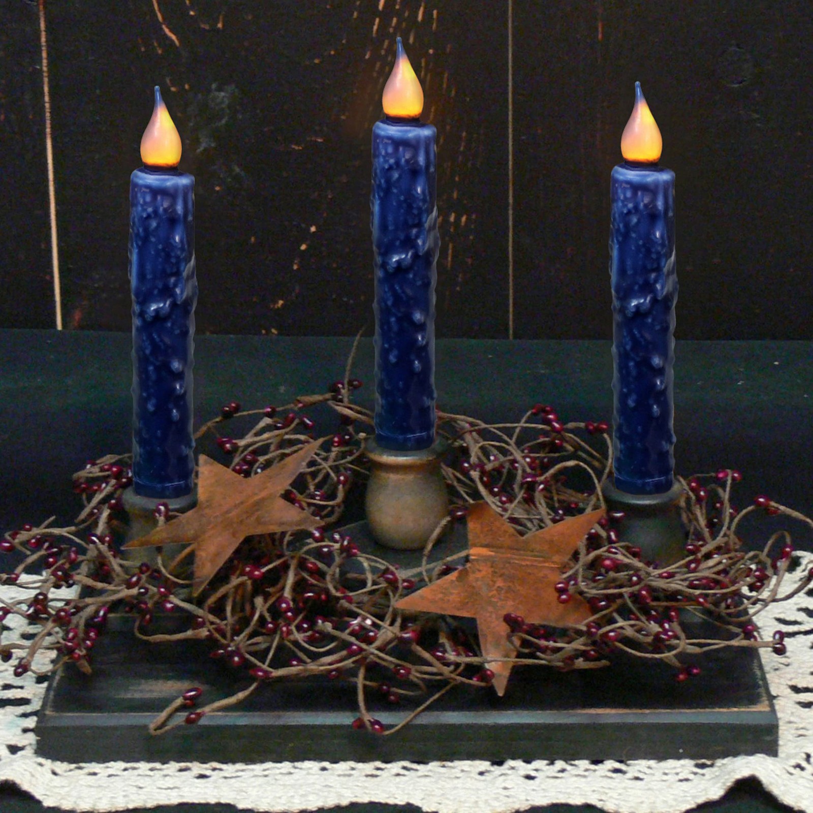 CVHOMEDECO. Real Wax Hand Dipped Battery Operated LED Timer Taper Candles Rus…