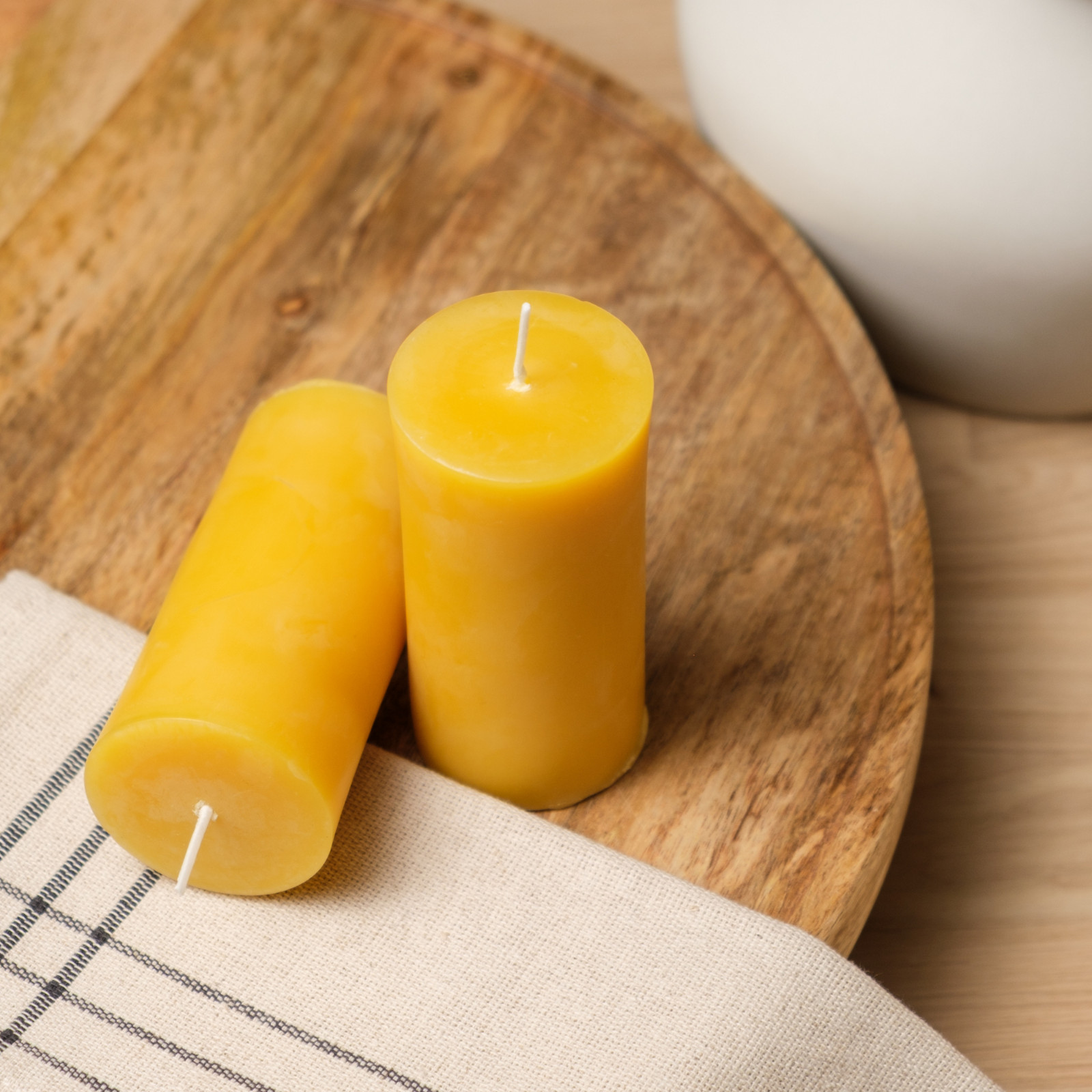 4 Pack 100% Beeswax Pillar Candles 2×4 in Unscented Natural Burn 140 Hours