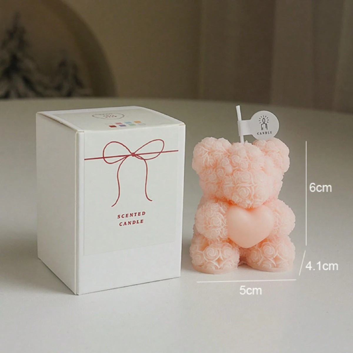 1pc Valentines Rose Bear Candle Aromatherapy Lovely Decoration Partner Hand Gift