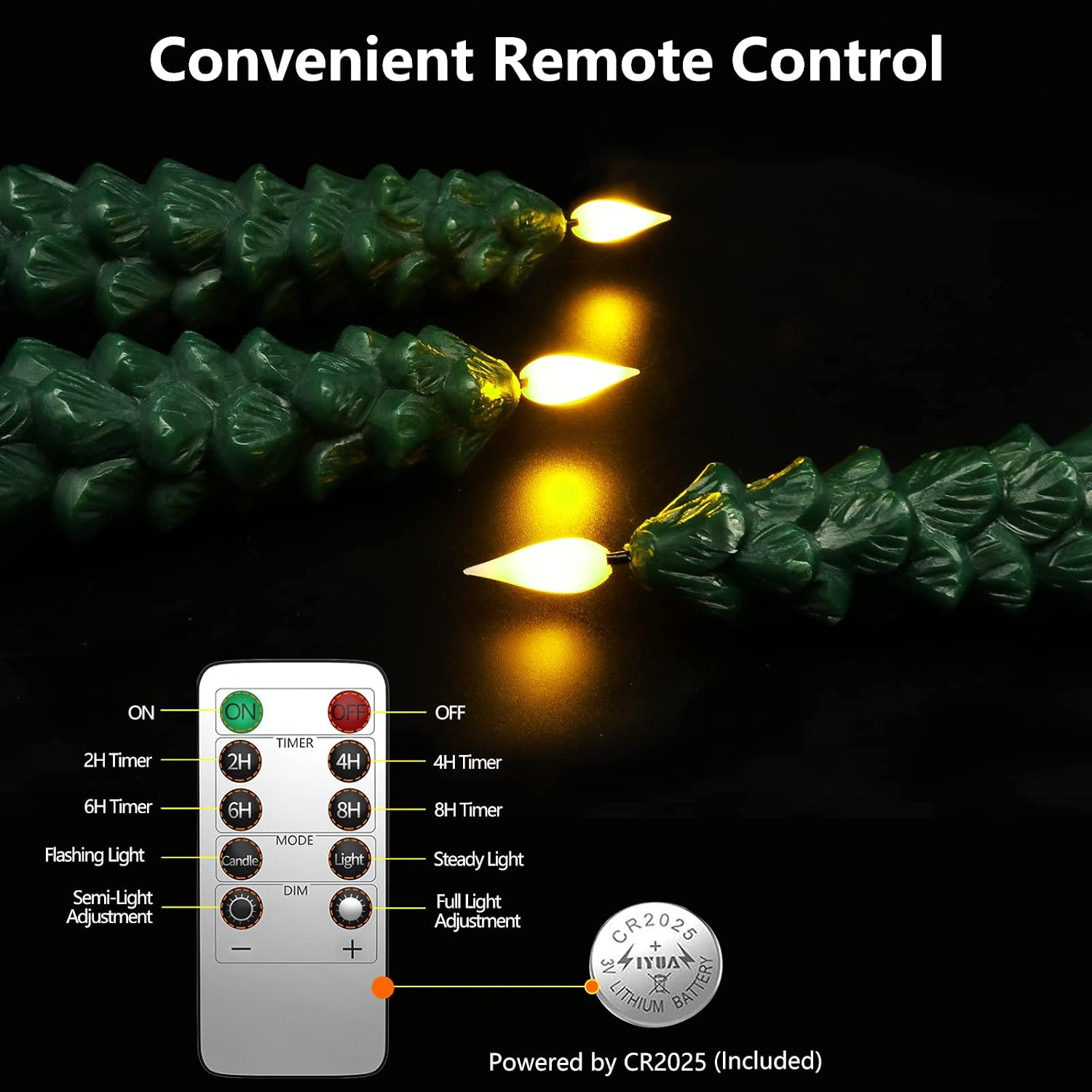 Flameless Taper Candles Remote Timer 9.7 In Real Wax 3 Pack Xmas