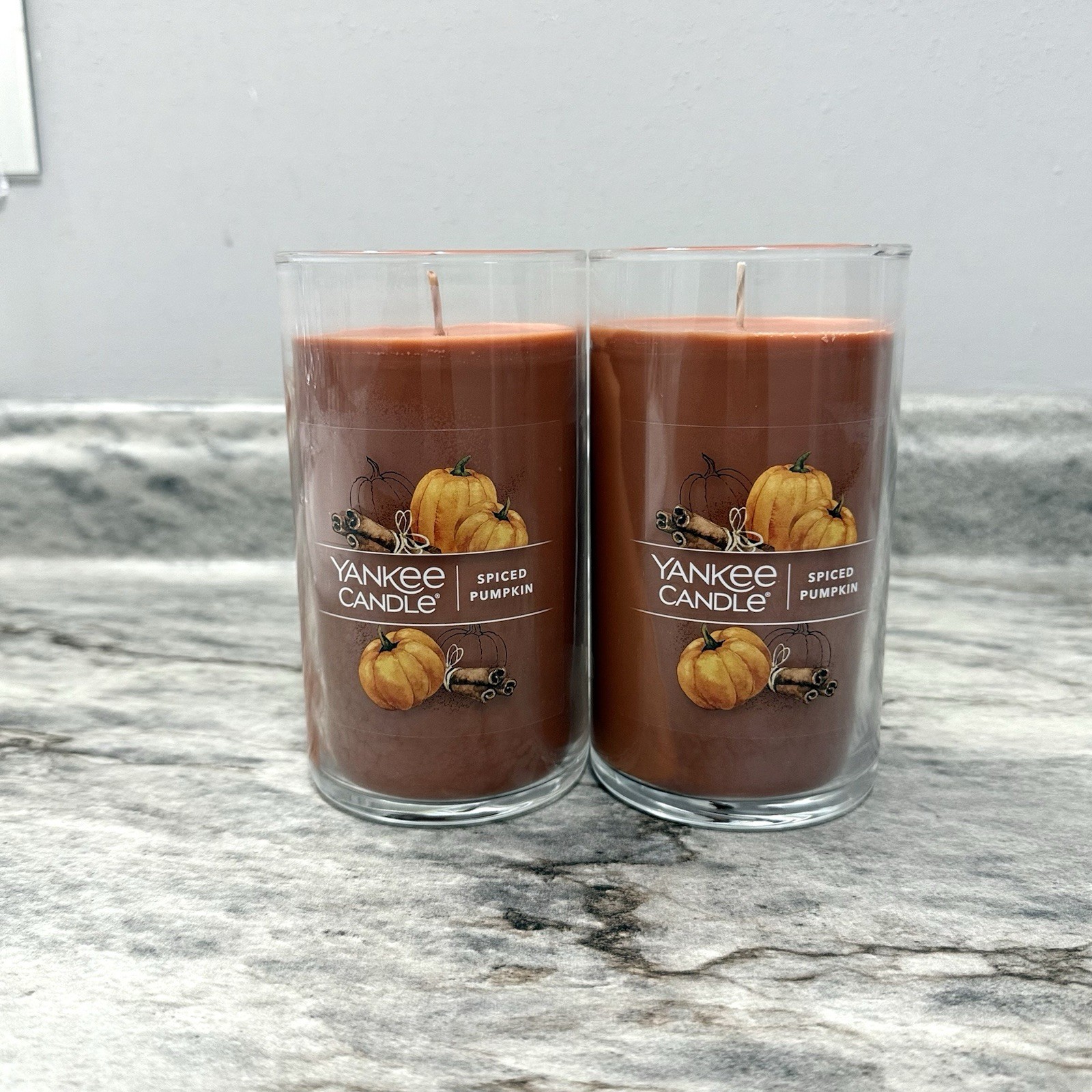 LOT OF 2-NEW-Yankee Candle SPICED PUMPKIN Large 14.25oz! Fall scents!