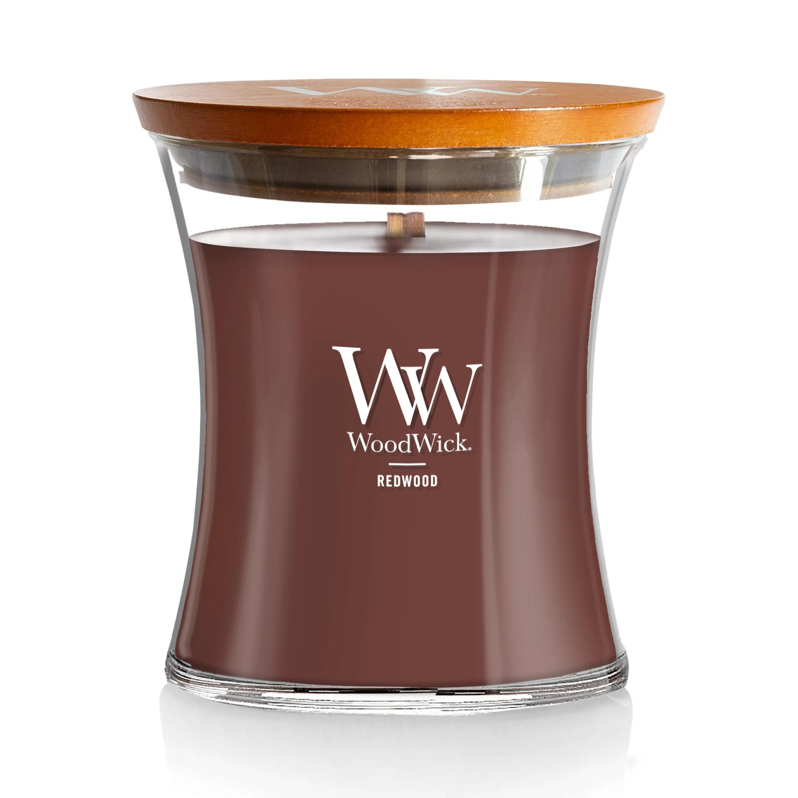 Medium Hourglass Redwood Candle 10oz Fragranced Jar with Wooden Wick 100 Hours