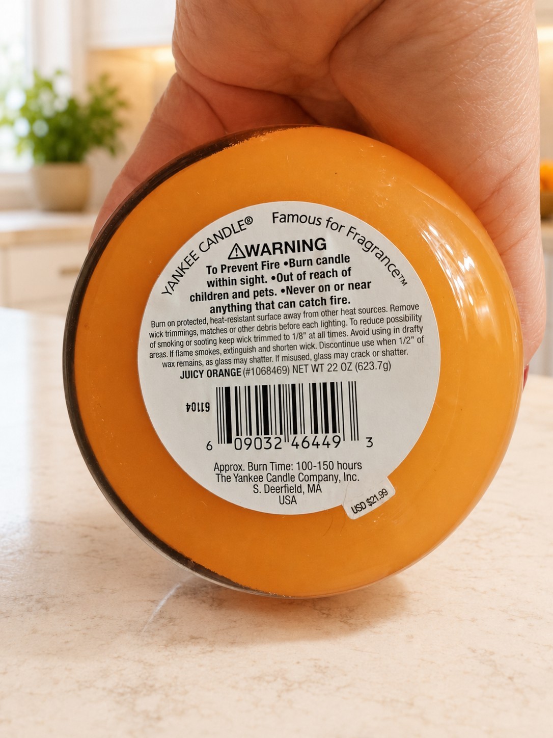 Yankee Candle JUICY ORANGE 22 oz Large Jar New Unburned Retired Scent HTF