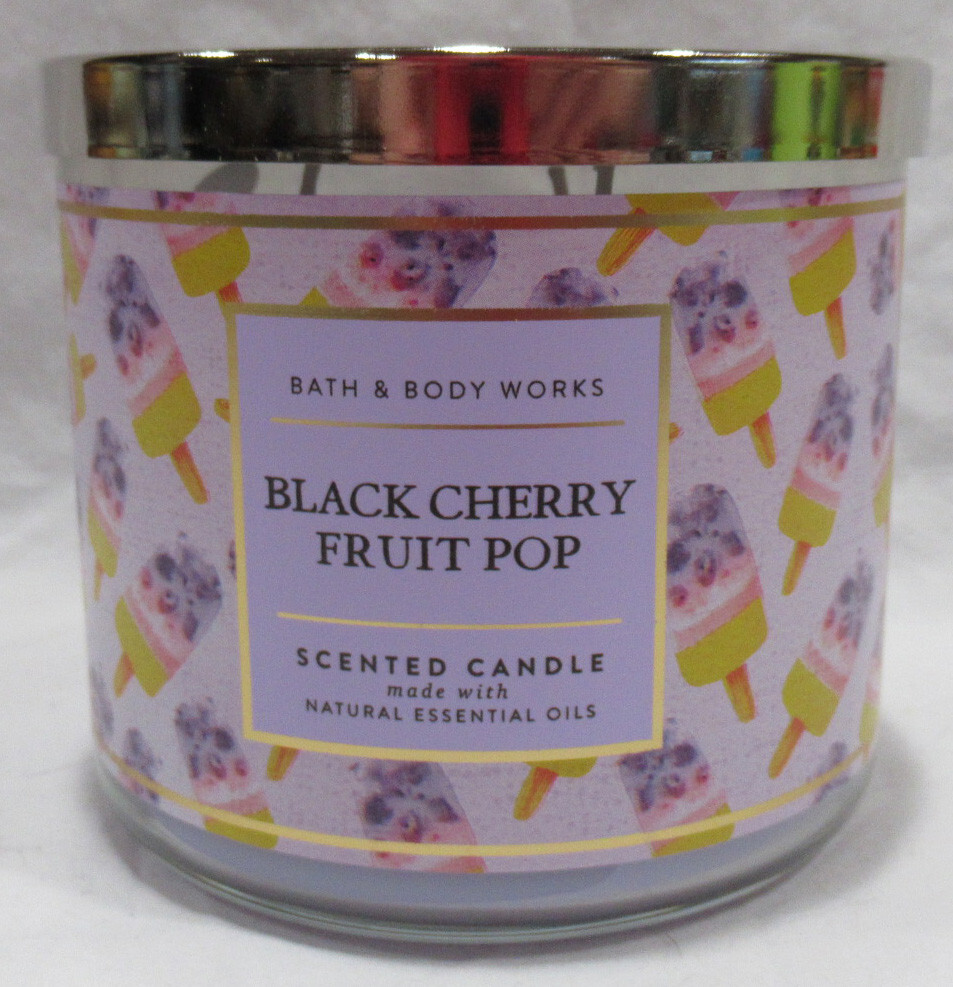 Bath & Body Works 14.5 oz Scented 3-Wick Candle 25-45 hrs BLACK CHERRY FRUIT POP