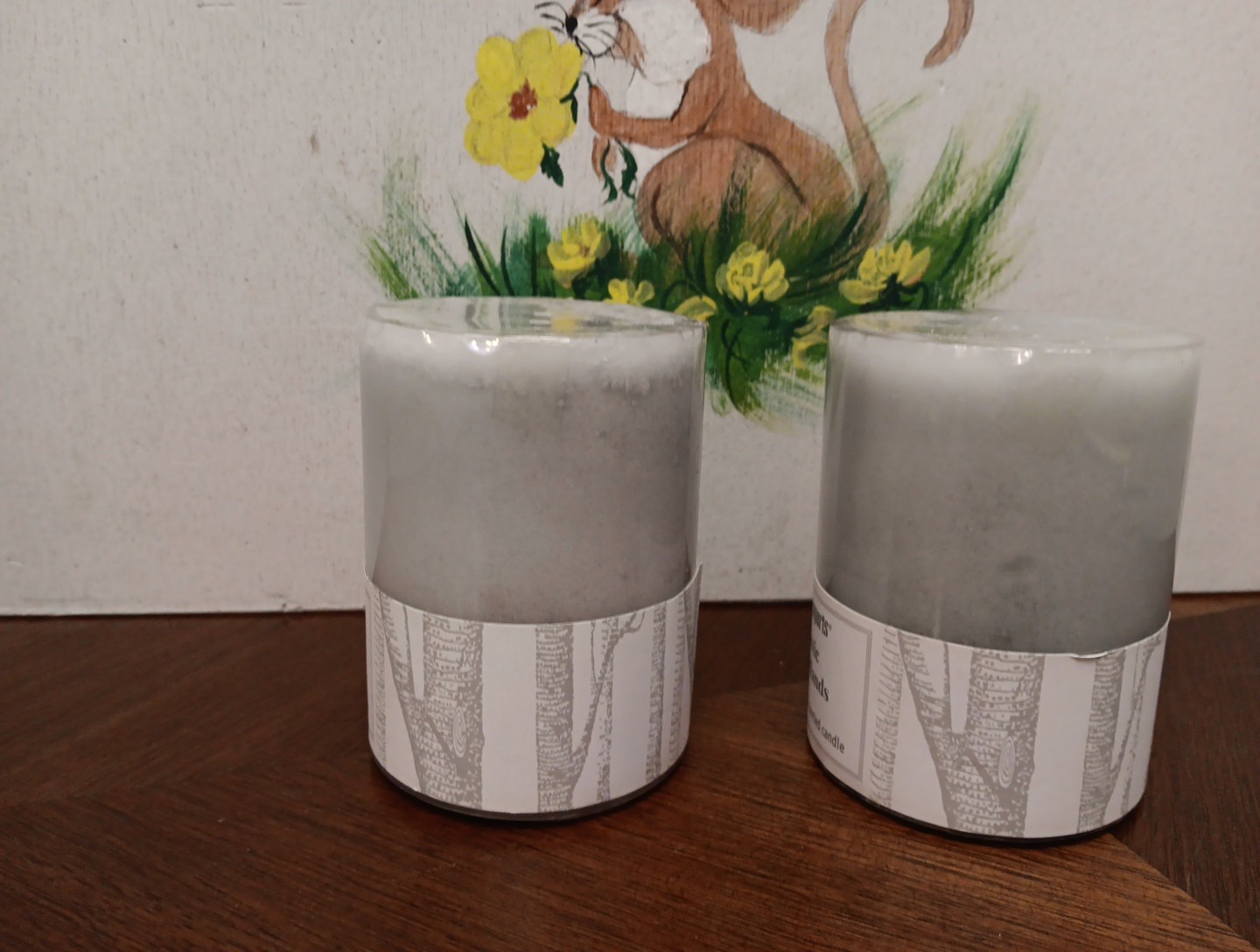 Pier 1 Imports Rustic Woodlands Vintage 3” X 4” Candle Set Of 2 ~NOS~ Sealed