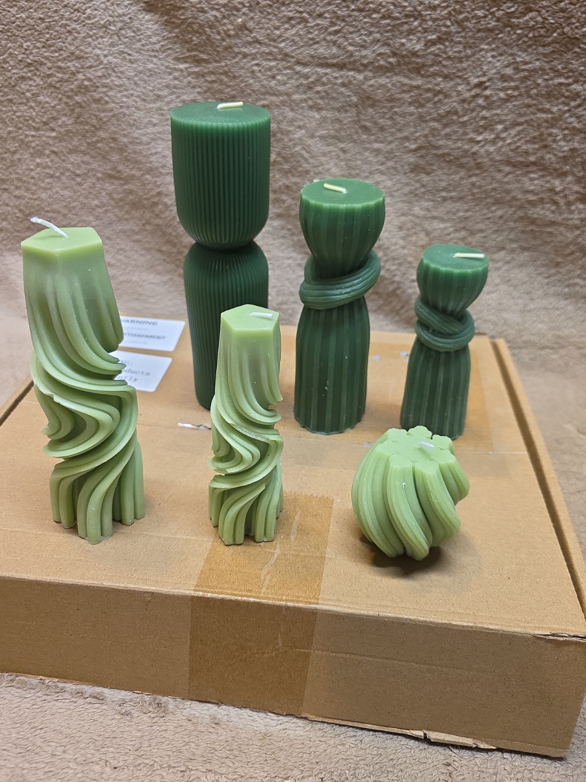 Threlaco 6 Pcs Pillar Candles Decorative Modern Aesthetic Ribbed Candle Set C…