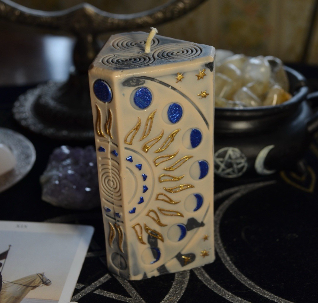 Esoteric Tarot Candle Set Sun XIX & Moon XVIII Light Shadow Balance Ritual Decor