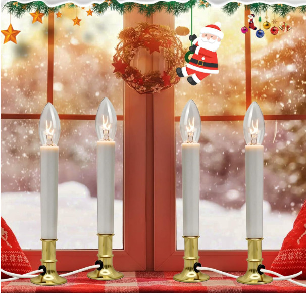 Electric Window Candle Lamp 7W Edison Bulb Dusk to Dawn Sensor Holiday Decor