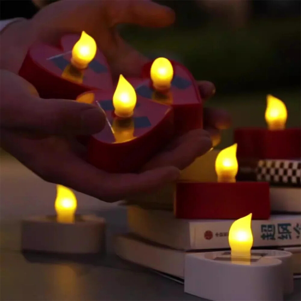 Solar Tea Lights Outdoor Flameless LED Candle Lights for Party Garden Home Decor