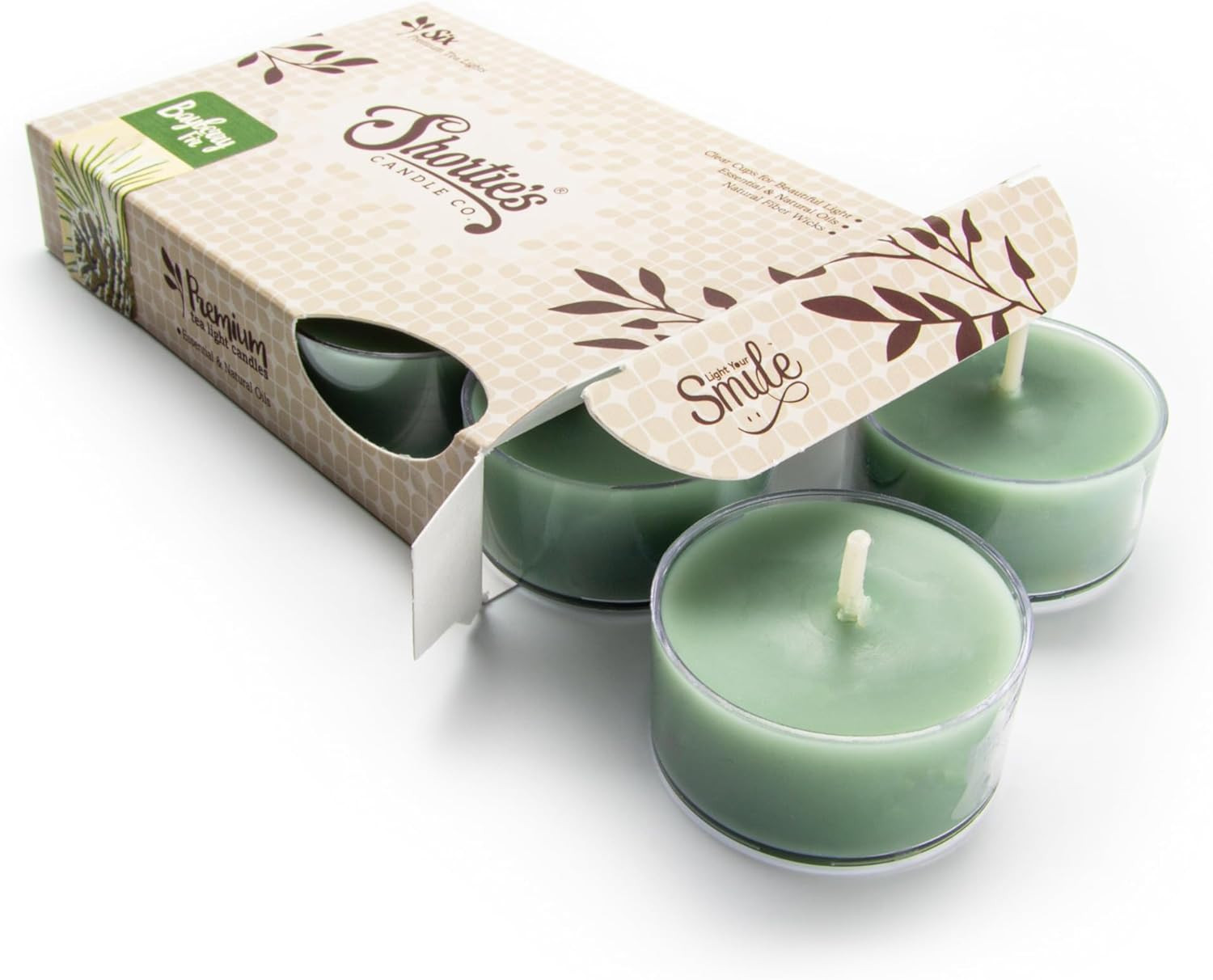 Bayberry Fir Premium Tealight Candles – Highly Scented with Essential Oils – 6