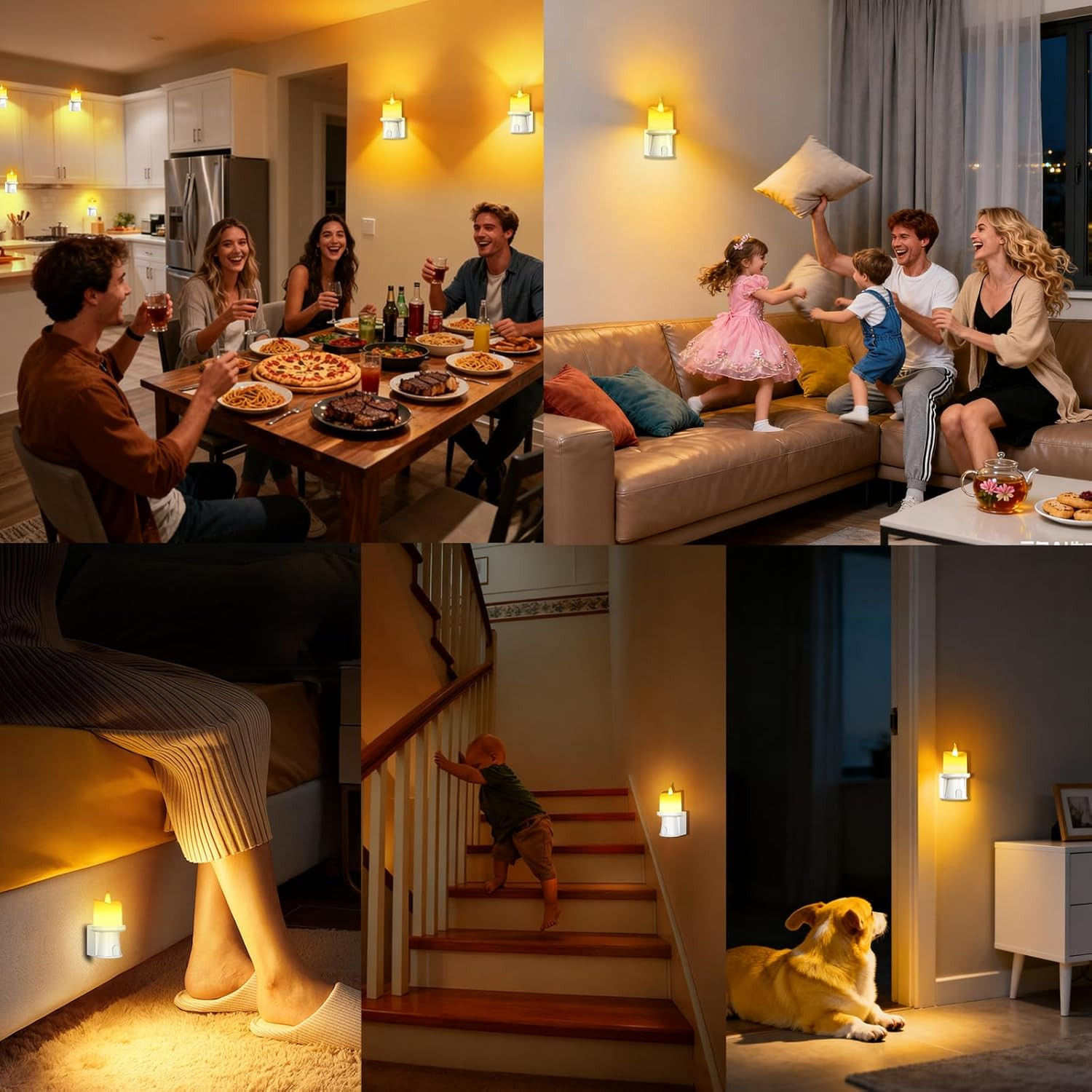 Flameless Candles Night Light with Flickering Flame, Battery Operated LED Night