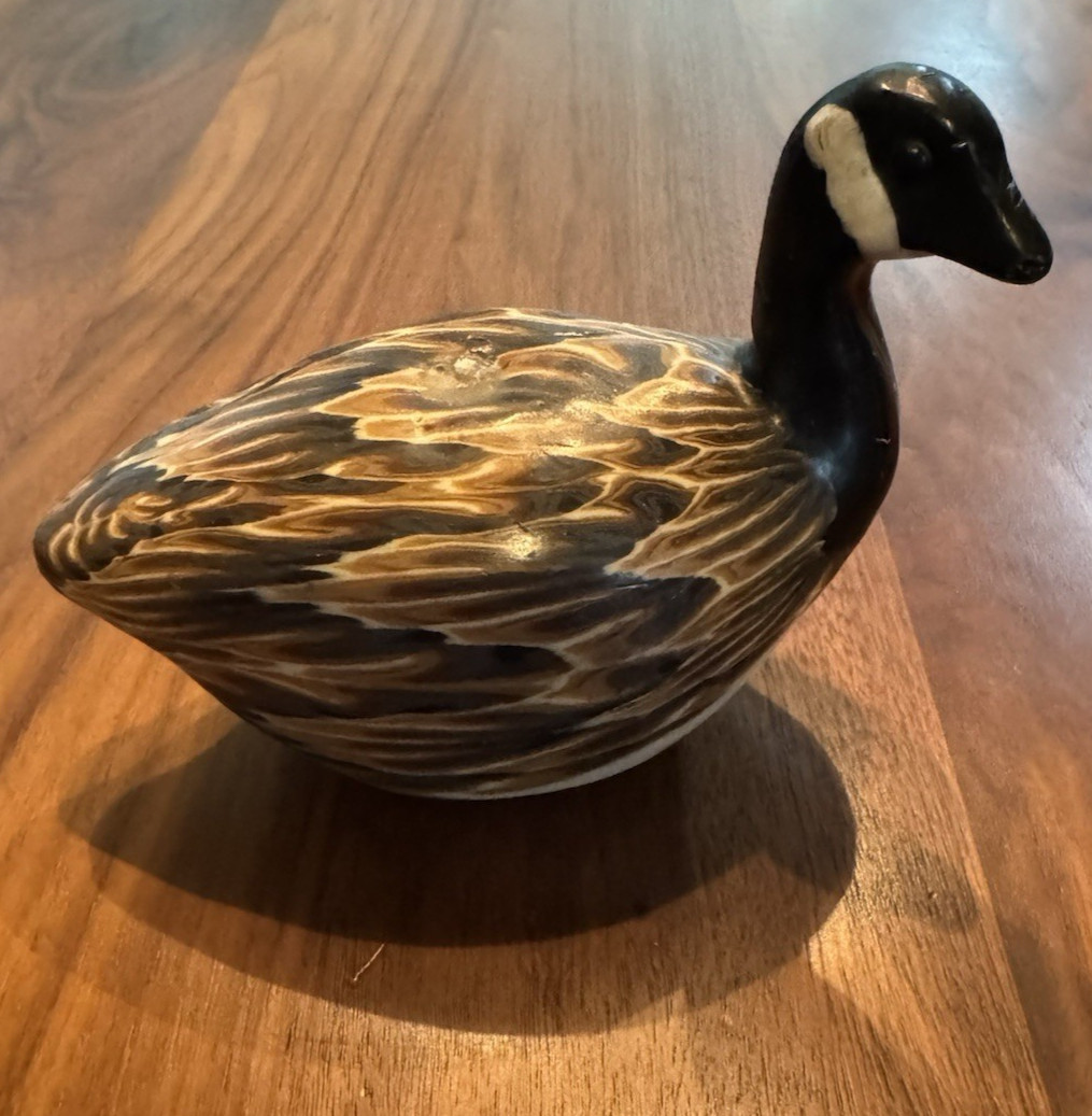 Vintage Canada Goose Figural Candle Marbled Wax Bird Lake House Cabin Decor