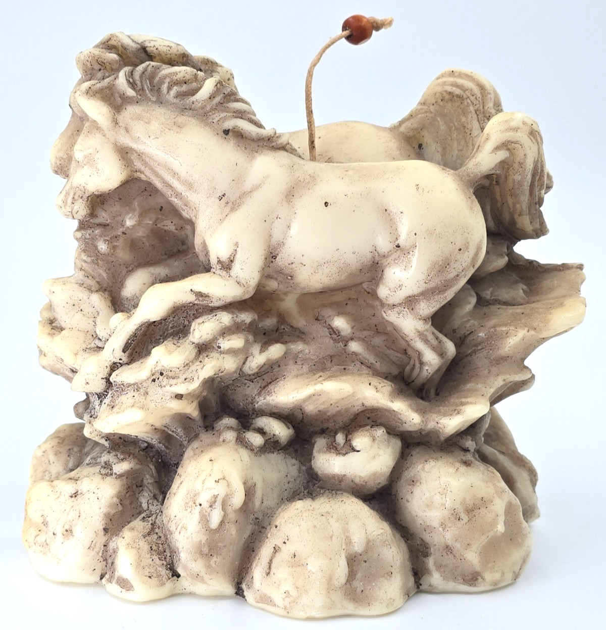 Lava Candle Art 3D Horses Splashing Sculpted Pillar Country Western Rodeo Unused