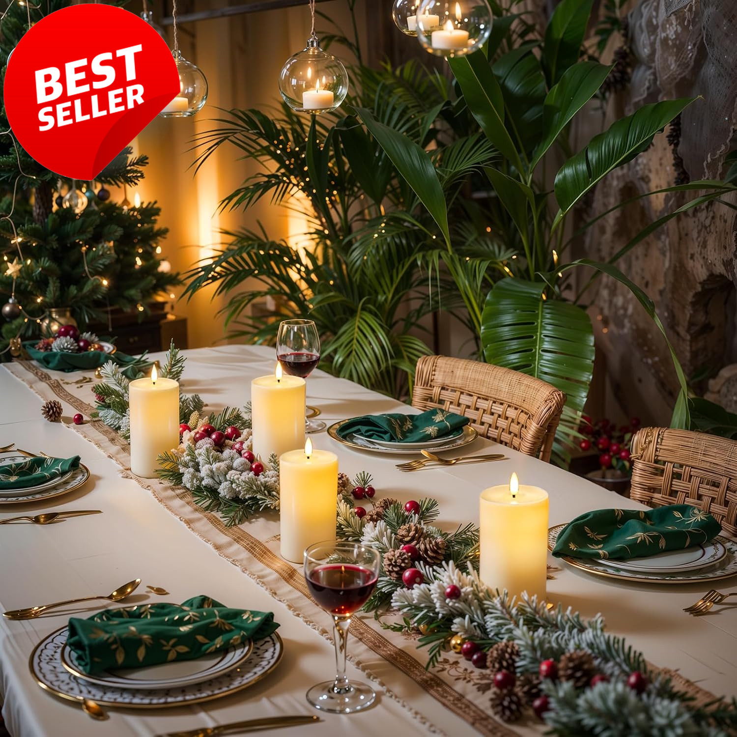 3x6in Flameless LED Pillar Candles White Real Wax Remote Timer Set of 2 – US