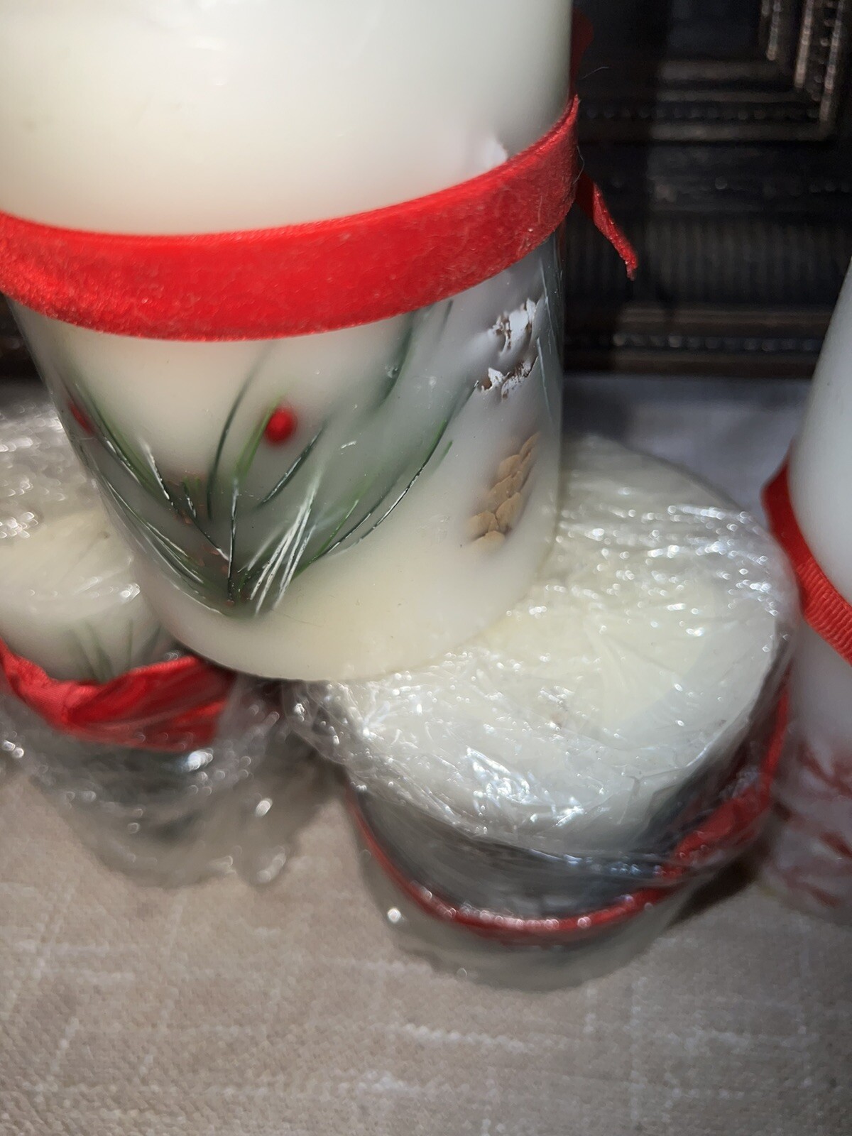Peppermint CandyLot of 10 Pc decorative Christmas candles 6 In