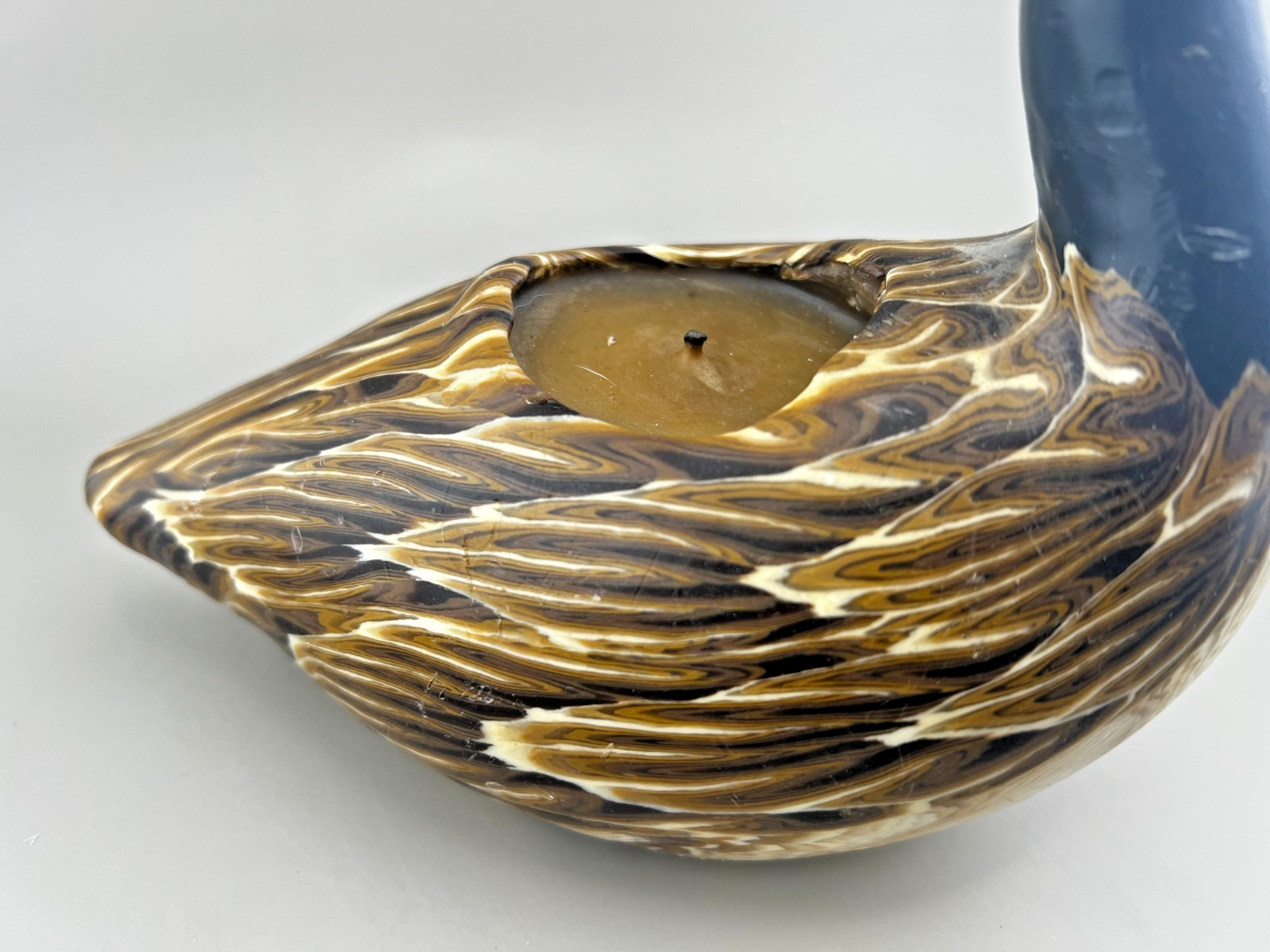 Vtg Canada Goose Wax Candle Figurine Marbled Home Decor Bird Geese Brown Black