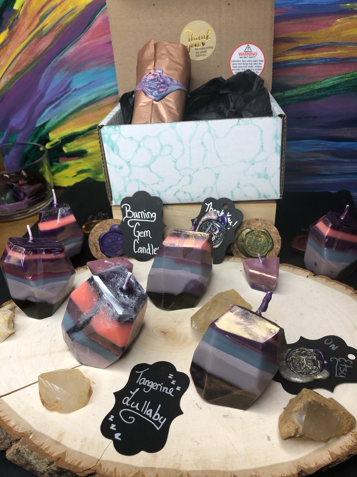 Burning Gem Candles: 3 Pack Of Crystal Candles For Home Decor, Limited Edition