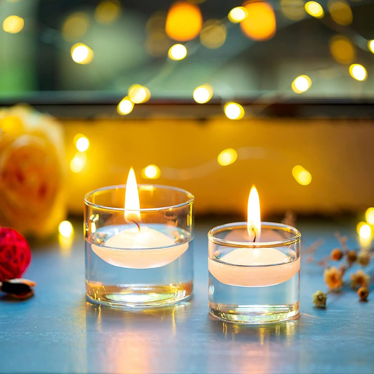 20 Pieces 1.5 Inch Valentine’s Day Floating Candles, Unscented Floating Candles
