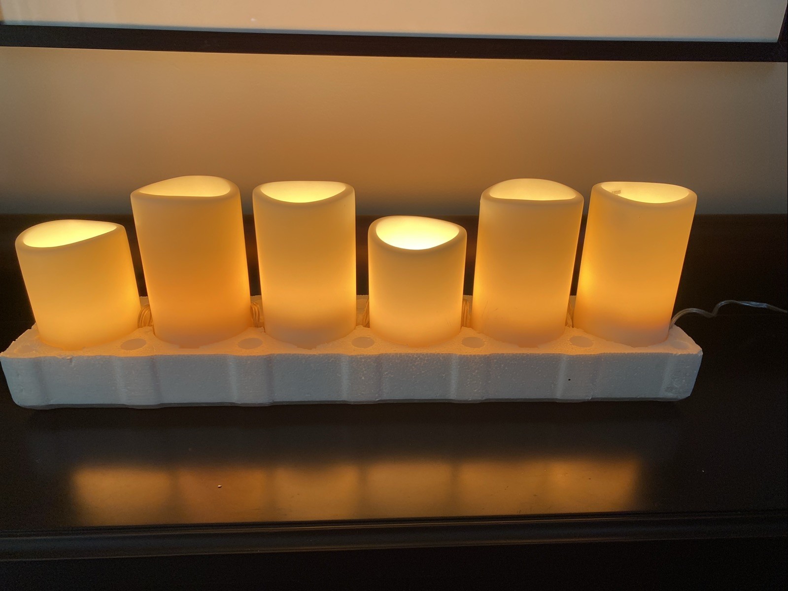 Restoration Hardware Flameless 6 Pillar Candle String Lights 8” 7” + 5.5” High