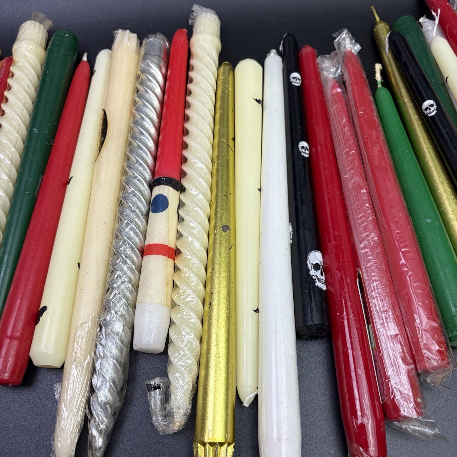 Mixed Lot of 42 Taper Candles Including Simon Red White Green Christmas