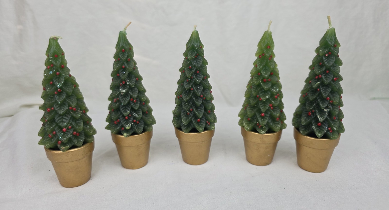 Christmas Pine Tree Candles – Set of 5 – 5 1/2″ in Height