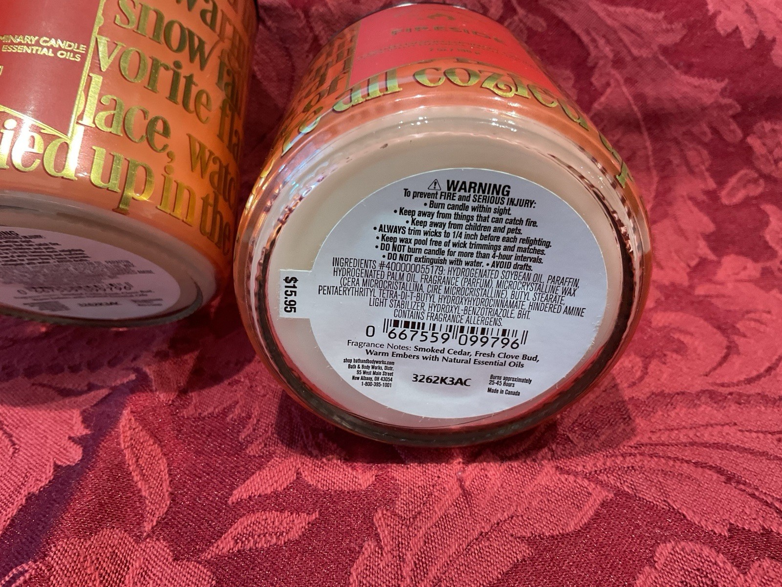 Bath & Body Works Fireside Single Wick 7 Oz Candle x2