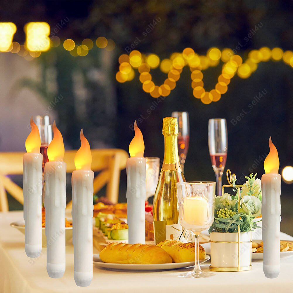 6PCS Battery Operated Flameless LED Taper Candles light Christmas Window Candle