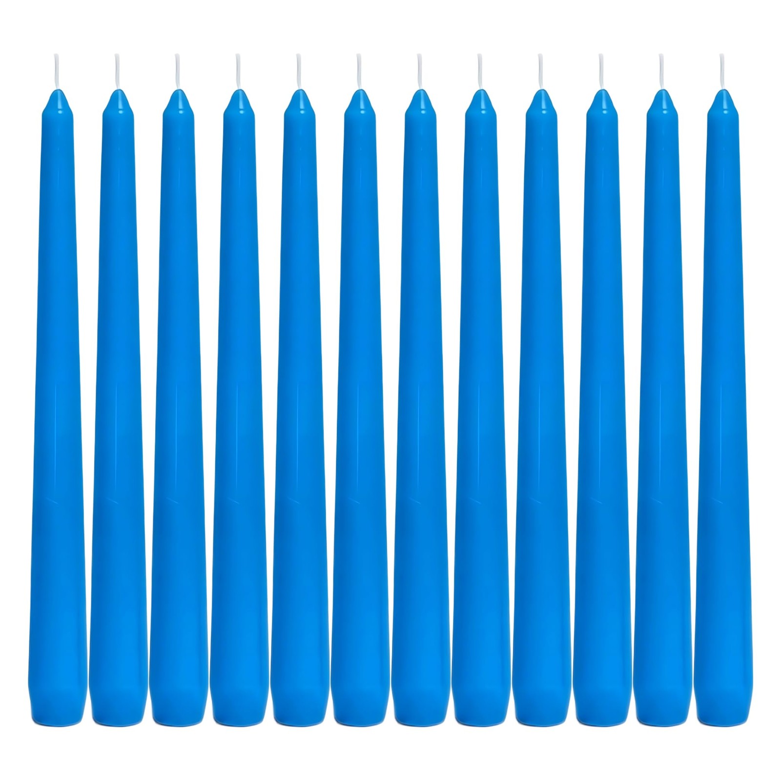 12 PCS Blue Taper Candles 10 Inch Dripless Unscented Smokeless Long Burning
