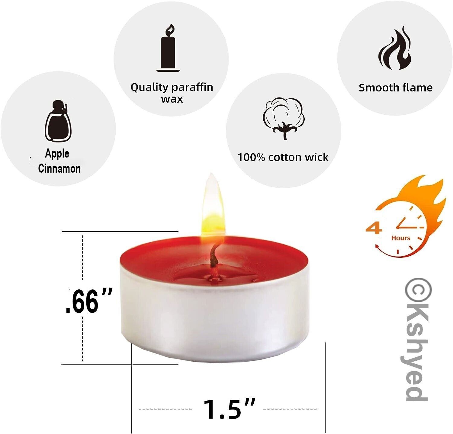 30 PCS Apple Cinnamon Tealights Candles Highly Scented Bulk 2.5 Hours Burn Time