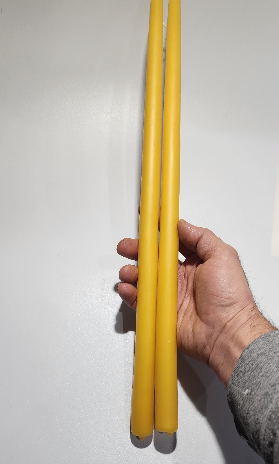18″ beeswax taper candle PURE 100% Michigan beeswax 7/8″ base. 2 candles