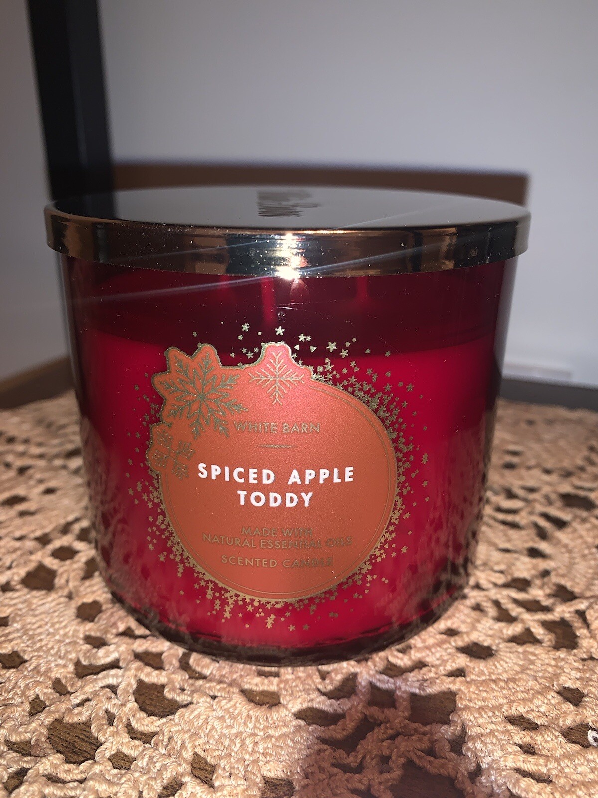 Bath & Body Works SPICED APPLE TODDY 3 Wick Candle WHITE BARN 25-45 Hrs New